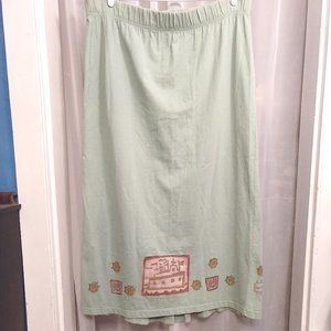Vtg BLUE FISH Maxi-Skirt Hand Painted LAGENLOOK